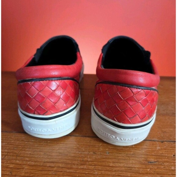 Bottega Veneta Red Weaved Leather Slip On Sneaker Shoes Italy Size EU 39 US 9 - Picture 4 of 12
